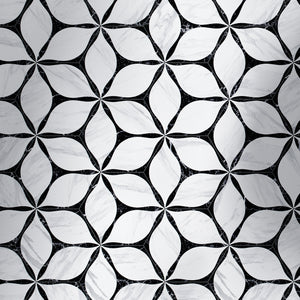 CO-BLH8 Corola Black 7.7"x8.9" Hexagon Porcelain Patterned Wall & Floor Tile