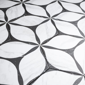 CO-BLH8 Corola Black 7.7"x8.9" Hexagon Porcelain Patterned Wall & Floor Tile