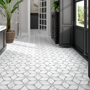 CO-GRH8 Corola Gray 7.7" x 8.9" Hexagon Porcelain Patterned Wall & Floor Tile