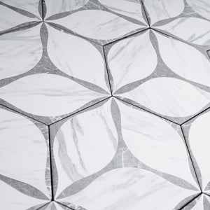 CO-GRH8 Corola Gray 7.7" x 8.9" Hexagon Porcelain Patterned Wall & Floor Tile