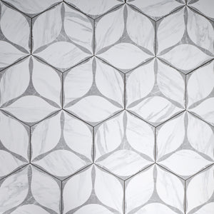 CO-GRH8 Corola Gray 7.7" x 8.9" Hexagon Porcelain Patterned Wall & Floor Tile