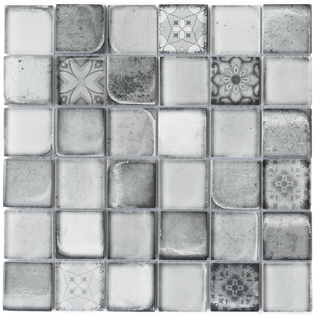 TCRNG-02 Classic Roman Gray 2x2 Glass Mosaic Tile