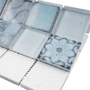 TCRNG-03 Classic Roman Blue 2x2 Glass Mosaic Tile