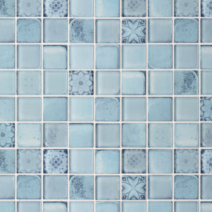 TCRNG-03 Classic Roman Blue 2x2 Glass Mosaic Tile