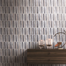 TDLG-03 Irregular Triangle Grey Stone and Metallic Glass Mosaic Tile Backsplash
