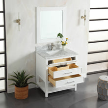 1912-30-01  30" Matt White Bathroom Vanity Cabinet Set Marble Top and Sink