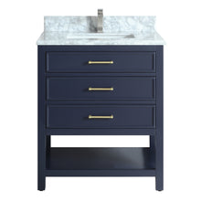 1912-30-04  30" Marine Blue Bathroom Vanity Cabinet Set Marble Top and Sink