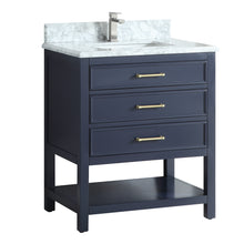 1912-30-04  30" Marine Blue Bathroom Vanity Cabinet Set Marble Top and Sink