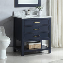 1912-30-04  30" Marine Blue Bathroom Vanity Cabinet Set Marble Top and Sink