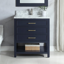 1912-30-04  30" Marine Blue Bathroom Vanity Cabinet Set Marble Top and Sink