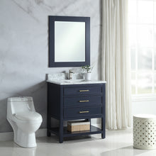 1912-30-04  30" Marine Blue Bathroom Vanity Cabinet Set Marble Top and Sink