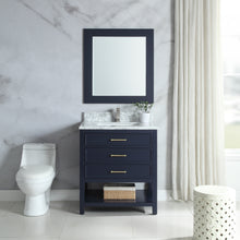 1912-30-04  30" Marine Blue Bathroom Vanity Cabinet Set Marble Top and Sink