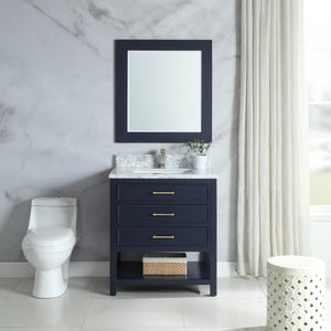 1912-30-04  30" Marine Blue Bathroom Vanity Cabinet Set Marble Top and Sink