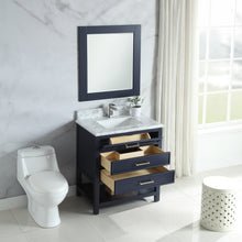 1912-30-04  30" Marine Blue Bathroom Vanity Cabinet Set Marble Top and Sink