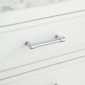 1912-36-01  36" Matt White Bathroom Vanity Cabinet Set Marble Top and Sink
