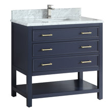 1912-36-04  36" Marine Blue Bathroom Vanity Cabinet Set Marble Top and Sink