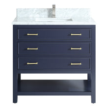 1912-36-04  36" Marine Blue Bathroom Vanity Cabinet Set Marble Top and Sink