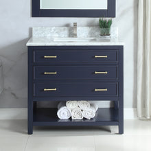 1912-36-04  36" Marine Blue Bathroom Vanity Cabinet Set Marble Top and Sink