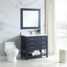 1912-36-04  36" Marine Blue Bathroom Vanity Cabinet Set Marble Top and Sink
