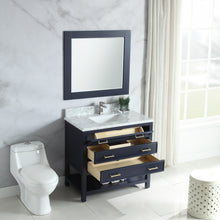 1912-36-04  36" Marine Blue Bathroom Vanity Cabinet Set Marble Top and Sink
