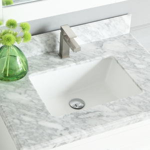 1913-30-01  30" Matt White Bathroom Vanity Cabinet Set Marble Top and Sink