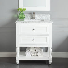 1913-30-01  30" Matt White Bathroom Vanity Cabinet Set Marble Top and Sink