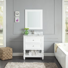 1913-30-01  30" Matt White Bathroom Vanity Cabinet Set Marble Top and Sink