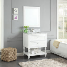 1913-30-01  30" Matt White Bathroom Vanity Cabinet Set Marble Top and Sink