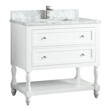1913-36-01  36" Matt White Bathroom Vanity Cabinet Set Marble Top and Sink