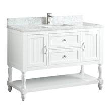 1913-48-01  48" Matt White Bathroom Vanity Cabinet Set Marble Top and Sink