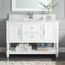 1913-48-01  48" Matt White Bathroom Vanity Cabinet Set Marble Top and Sink