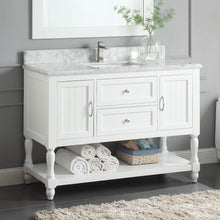 1913-48-01  48" Matt White Bathroom Vanity Cabinet Set Marble Top and Sink