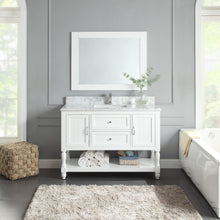1913-48-01  48" Matt White Bathroom Vanity Cabinet Set Marble Top and Sink