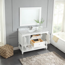 1913-48-01  48" Matt White Bathroom Vanity Cabinet Set Marble Top and Sink