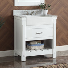 1915-30-01  30" Matt White Bathroom Vanity Cabinet Set Marble Top and Sink