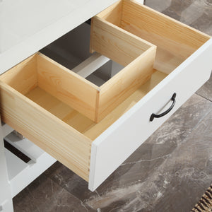 1915-30-01  30" Matt White Bathroom Vanity Cabinet Set Marble Top and Sink