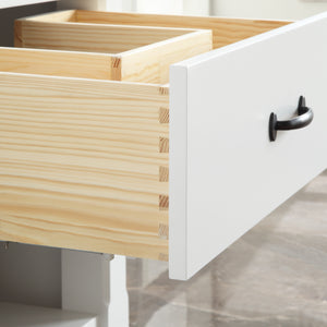 1915-30-01  30" Matt White Bathroom Vanity Cabinet Set Marble Top and Sink