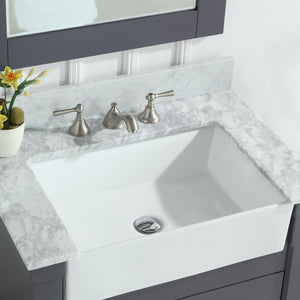 1915-30-02  30" Charcoal Grey Bathroom Vanity Cabinet Set Marble Top and Sink