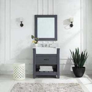 1915-30-02  30" Charcoal Grey Bathroom Vanity Cabinet Set Marble Top and Sink