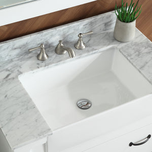 1915-36-01  36" Matt White Bathroom Vanity Cabinet Set Marble Top and Sink