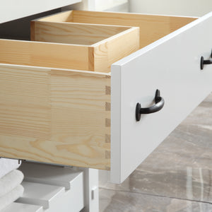 1915-36-01  36" Matt White Bathroom Vanity Cabinet Set Marble Top and Sink