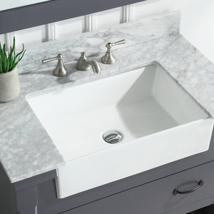 1915-36-02  36" Charcoal Grey Bathroom Vanity Cabinet Set Marble Top and Sink