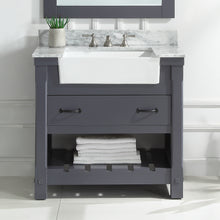 1915-36-02  36" Charcoal Grey Bathroom Vanity Cabinet Set Marble Top and Sink