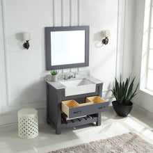 1915-36-02  36" Charcoal Grey Bathroom Vanity Cabinet Set Marble Top and Sink