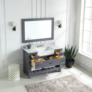 1915-48-02  48" Charcoal Grey Bathroom Vanity Cabinet Set Marble Top and Sink