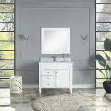 1916-36-01  36" Matt White Bathroom Vanity Cabinet Set Marble Top and Sink