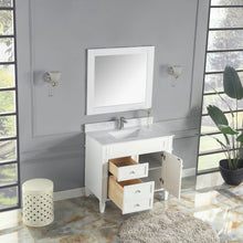 1916-36-01  36" Matt White Bathroom Vanity Cabinet Set Marble Top and Sink
