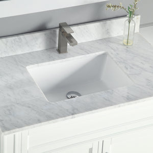 1916-36-01  36" Matt White Bathroom Vanity Cabinet Set Marble Top and Sink