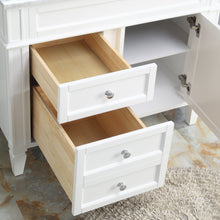 1916-36-01  36" Matt White Bathroom Vanity Cabinet Set Marble Top and Sink