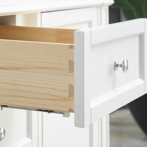 1916-36-01  36" Matt White Bathroom Vanity Cabinet Set Marble Top and Sink